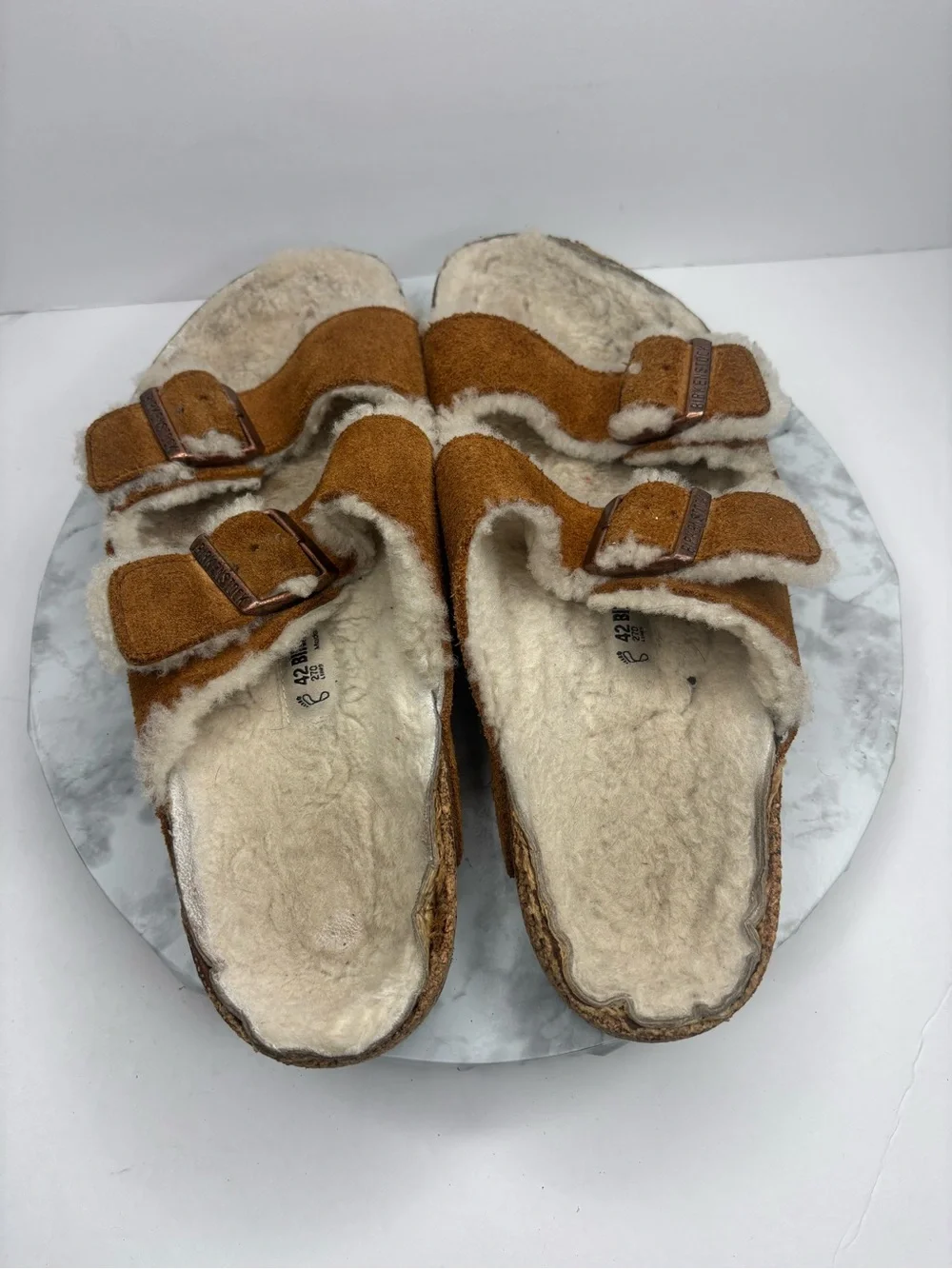 Size 42-Birkenstock Arizona Shearling sandals mink brown suede